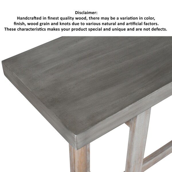59 Inch Artisan Crafted Farmhouse Console Table with Geometric Interlocked Base, Rustic Light Brown