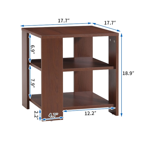 3 Tier Square End Table Simple Style Design Side Table with Storage Nightstand for Living Room, Bedroom, Sofa, Hall