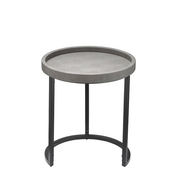 Set of 3 Gray and Black Decorative Round Side Table, 23.5