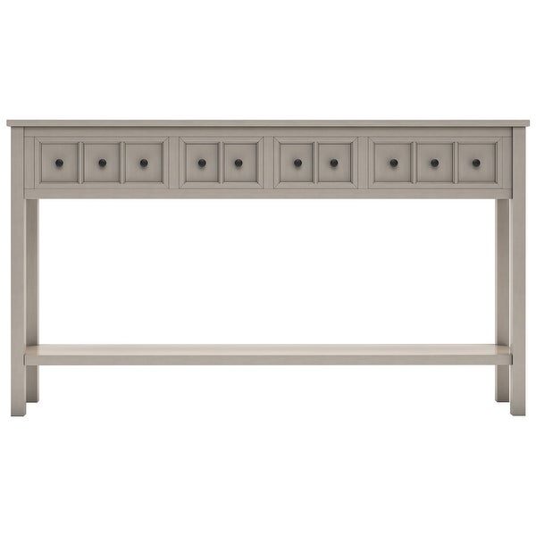 Homer Wooden Console Table with Four Drawers and Bottom Shelf (Gray Wash) - 60