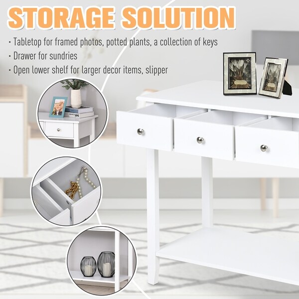 HOMCOM Console Table Industrial Desk with Drawer Bottom Shelf and Large Tabletop for Pictures, Great for the Entryway