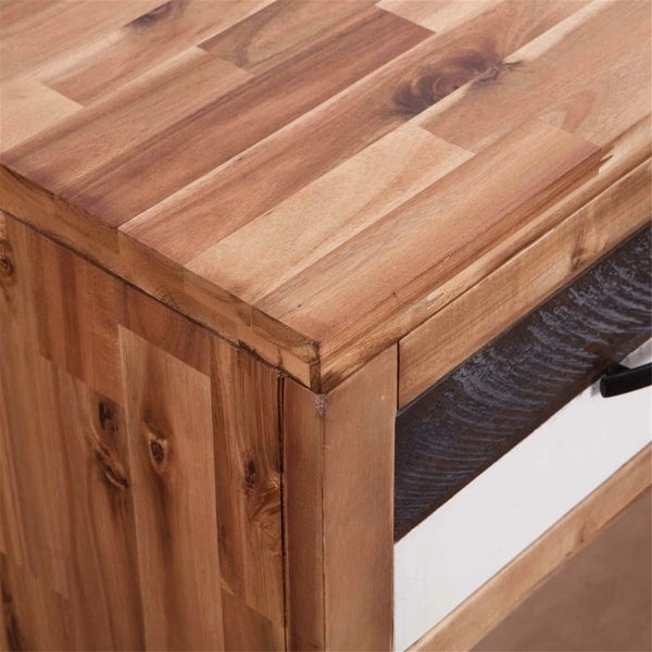 Console Table with Storage Drawer, Solid Acacia Wood Table for Hallway