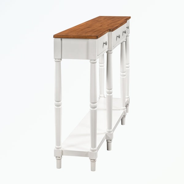 Solid Wood Console Table, with Storage Shelf and Drawer