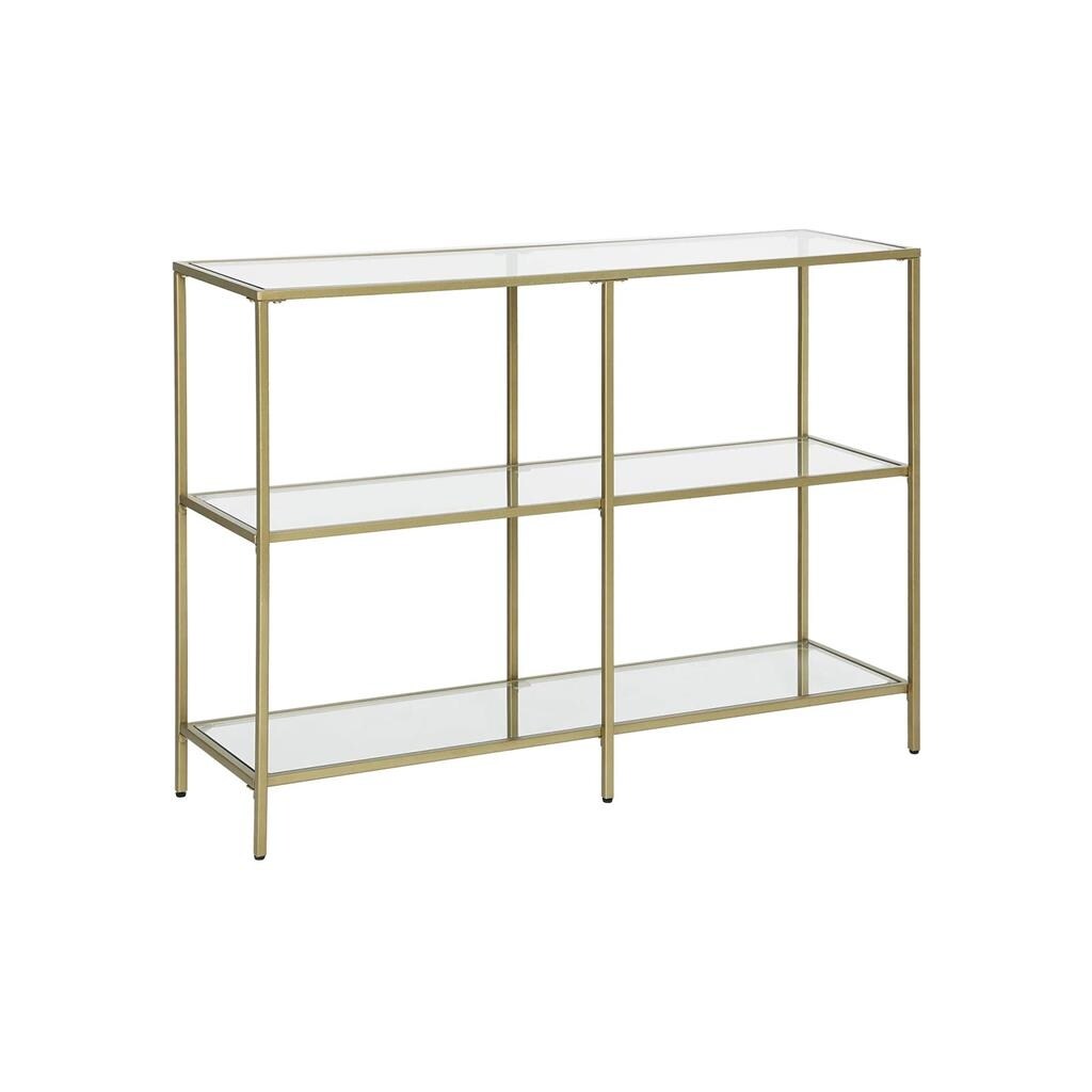 Console Table, Tempered Glass Sofa Table, 3-Tier Storage Rack, Modern Shelf, Sturdy, Easy to Assemble, for Living Room