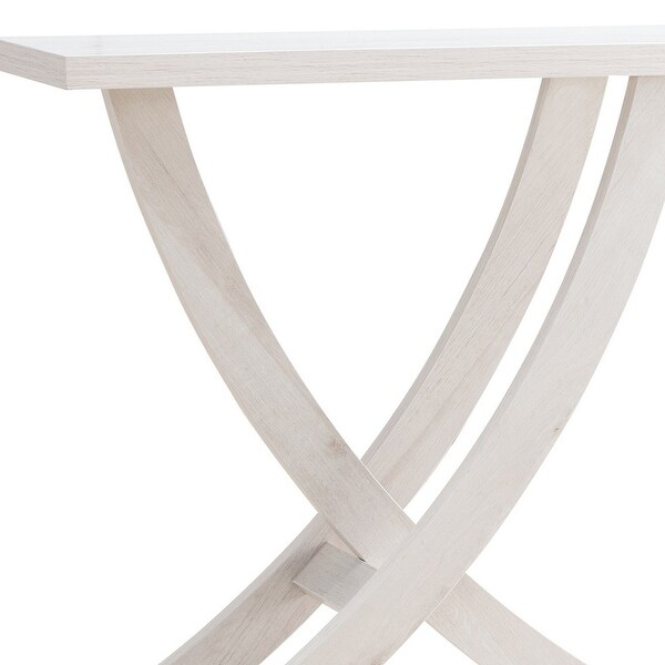 34 Inch Modern Console Sofa Side Table, Artisan Curved Legs, Wood White Oak