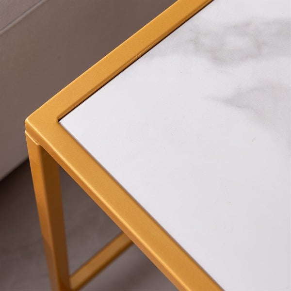 End/Side Table, Night Stand 2-Piece Set, Square Sintered stone Top