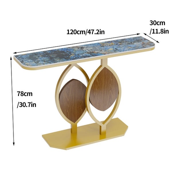 Narrow Console Table with Multicolored Marble Top - 47.1 x 11.7 x 30.7inch