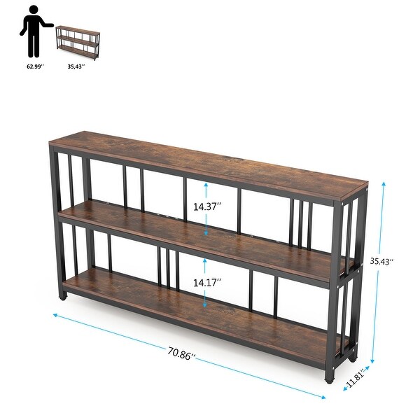 Vintage Brown 3 Tiers Console Table, 70.9