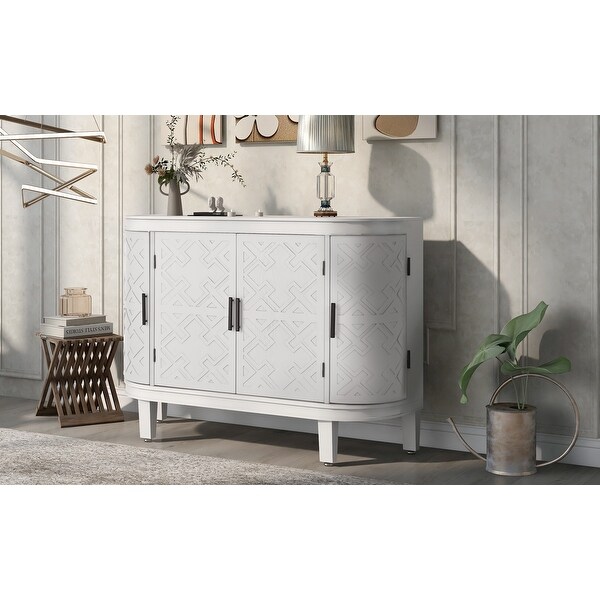 Accent Storage Sideboard with Antique Pattern Doors, Wooden Console Cabinet Suitable for Hallway, Entryway, Living Room, Bedroom