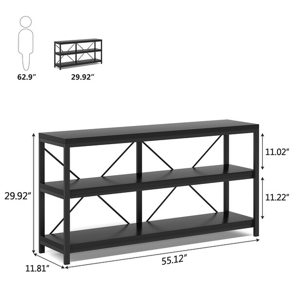 Sofa Table, 3 Tiers Console Table TV Stand with Storage Shelves