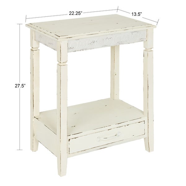 Kate and Laurel Idabelle Wood Side Table with Drawer, White
