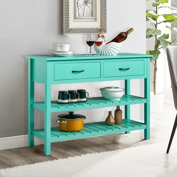 3-Tier Console Table with 2 Drawers, Sofa Table with Storage Shelves