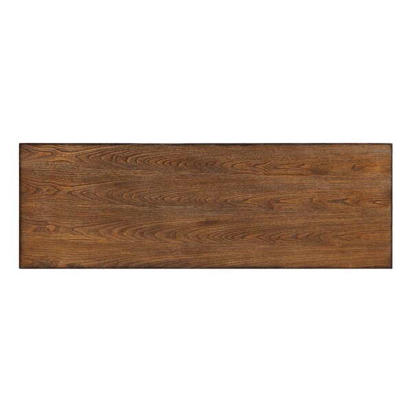 Avery Industrial Wood and Metal Console Table with Wheels, Black/Brown Finish