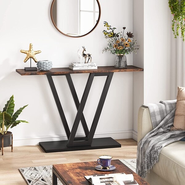 Console Sofa Table, Industrial Entryway Table for Hallway