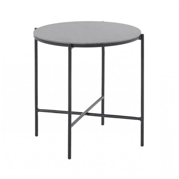 Modern Industrial Black Round Ceramic Side Table - 20