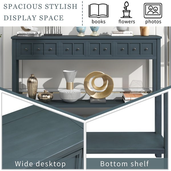 Rustic Entryway Console Table, Sofa Table with 2 Drawers and Shelf