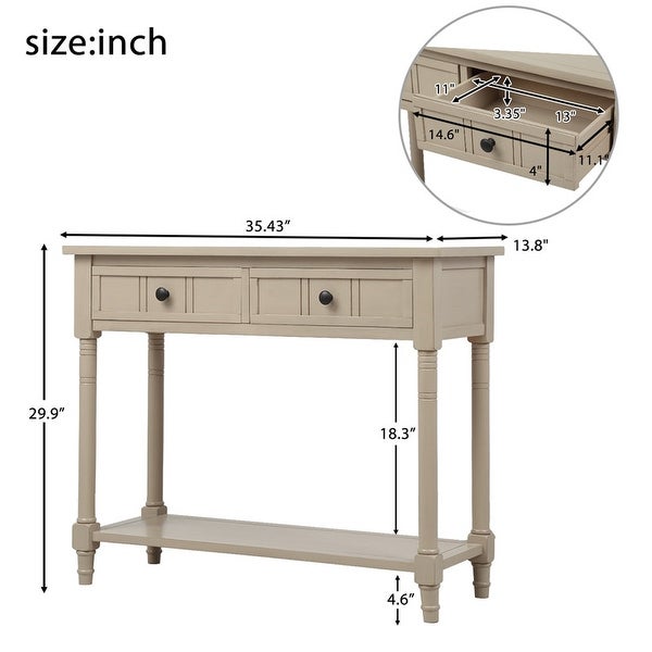 Traditional Leisure Area Sideboard,Console Table with 2 DrawersandShelf