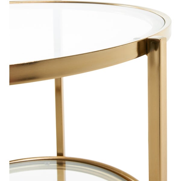 Adore Decor Addison Modern Glass and Metal Side Table, Decorative Small Accent for Living Room, 18