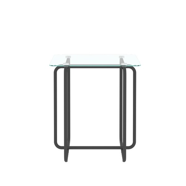 High Quality Glass End Table, Side Table with Metal Base