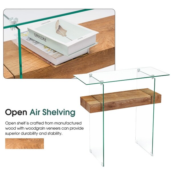 Ivinta Narrow Glass Console Table with Storage, 31.5'' Modern Sofa Table for Small Space