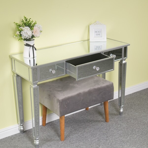 3 Drawers Mirror Table Dressing Table Console Table,Foyer Sofa Table Narrow for Entryway, Living Room, Hallway - 41.73