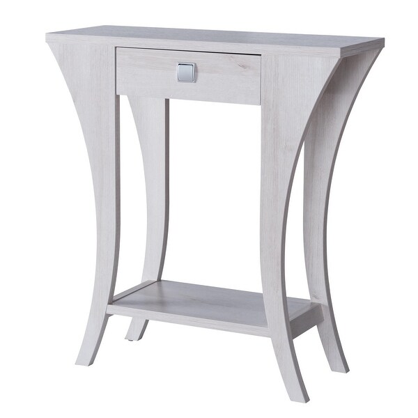 33 Inch 1 Drawer Wooden Console with Curved Legs, White