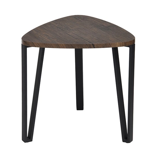 Stacking Side Table Set of 3, Nesting Triangle End Coffee Tables, Vintage Brown