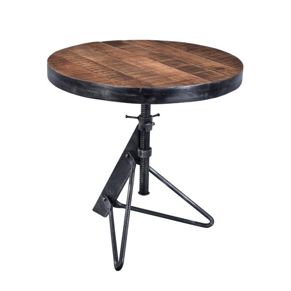 Somette Adjustable Round Accent Table, Braden Natural and Restoration - 24