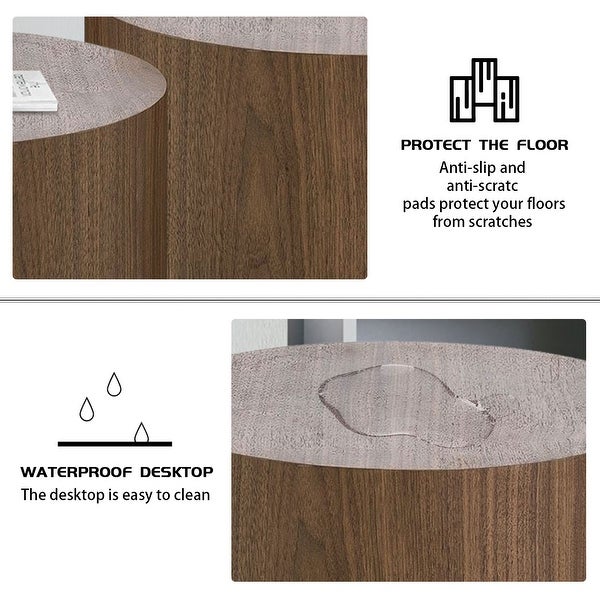 MDF with Ash Coffee Table, Walnut Veneer Sidetable End Table, Oak Ottoman