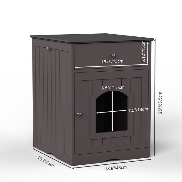 Wooden Pet House Side Table with Drawer,Espresso