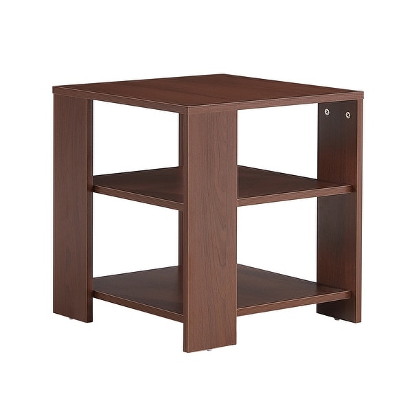 1 Pack Square Side Table with Simple Style Design, 3 tier end table, Wood Nightstand for Bedroom