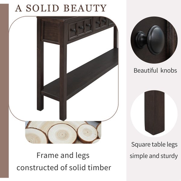Rustic Entryway Console Table, Sofa Table with 2 Drawers and Shelf