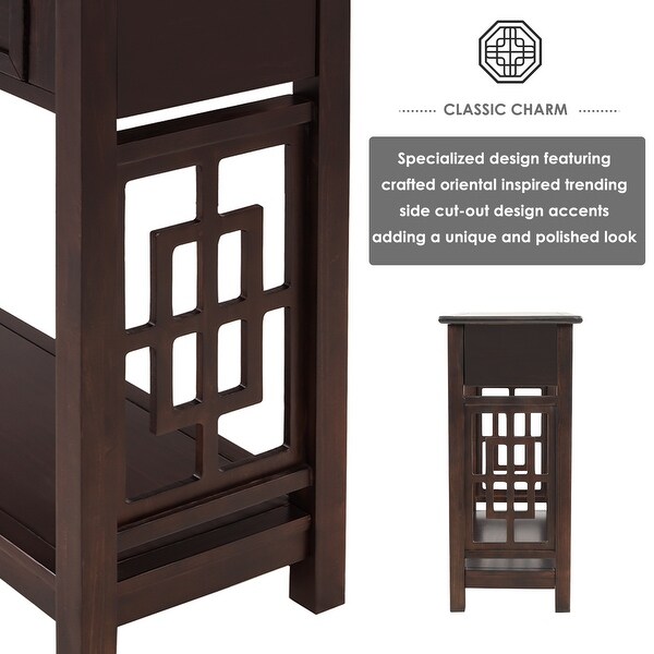 Environmentally Preferred Console Table with 2 Drawers and Bottom Shelf, Entryway Accent Sofa Table