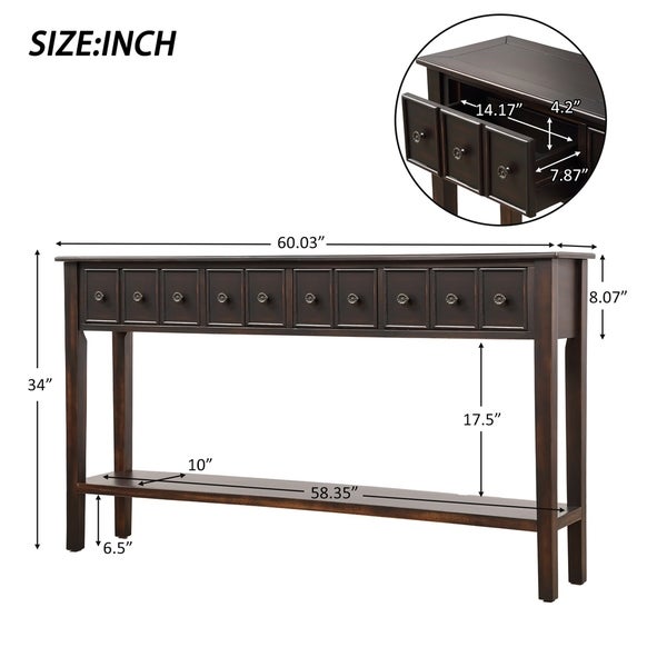 Rustic Entryway Console Table, 60