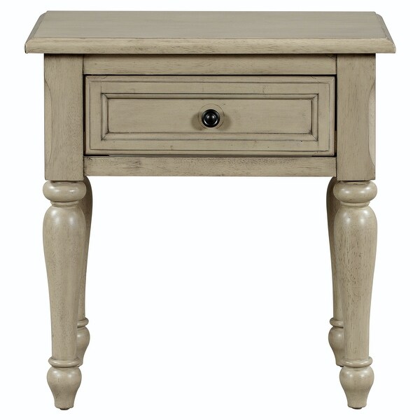 Wood 1 Drawer Nightstand for Nursery, Kid Room, Bedroom, Stone Gray