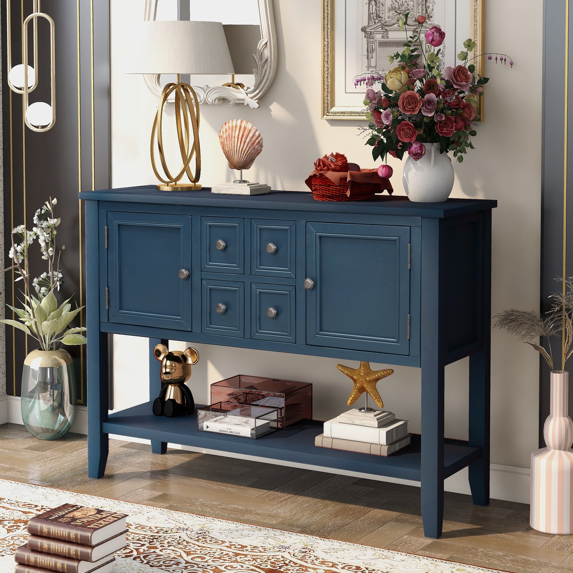 Cambridge Series Buffet Sideboard Console Table with Bottom Shelf ,Foyer Sofa Table Narrow for Entryway, Living Room, Hallway