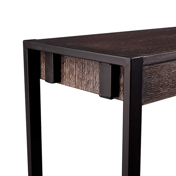 SEI Furniture Modern Metal Macen Narrow Console Sofa Table, Burnt Oak/Black - 30.5