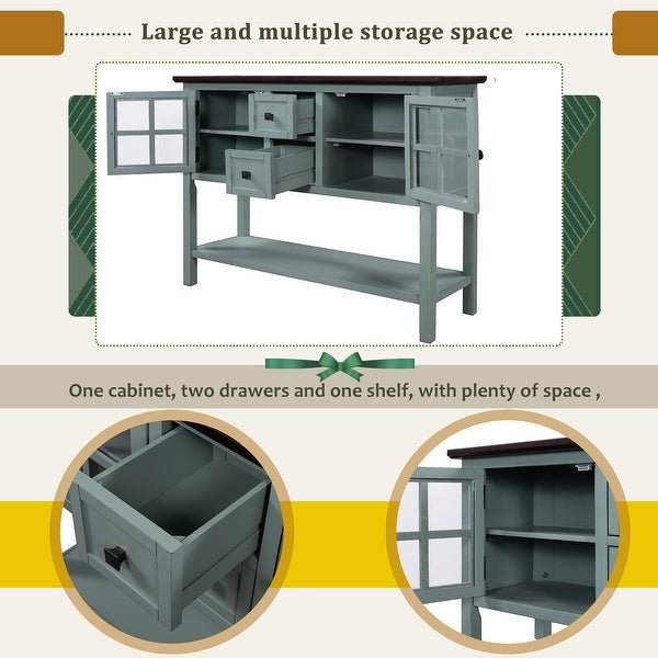 45'' Modern Console Table Sofa Table for Living Room with 2 Drawers, 2 Cabinets and 1 Shelf