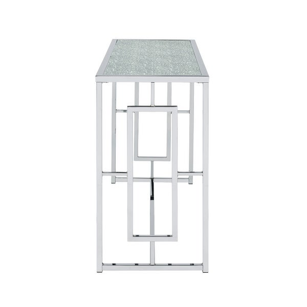 Glitterati Chrome Waterfall Glass Sofa Table by Furniture of America