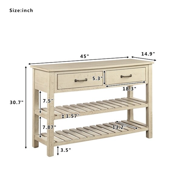 Nestfair Console Table with Drawers and 2 Tiers Shelves