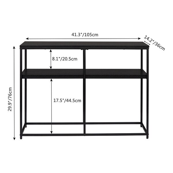 Industrial Style Porch Table Double Black Oak Triamine Board,Foyer Sofa Table Narrow for Entryway, Living Room, Hallway - 41.34