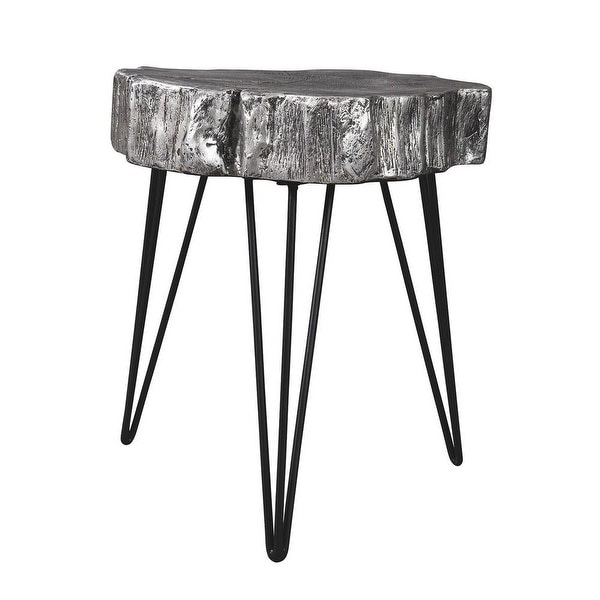 Metal Hairpin Leg Accent Table with Magnesium Oxide Top, Black - 21.38 H x 18.75 W x 18.75 L Inches