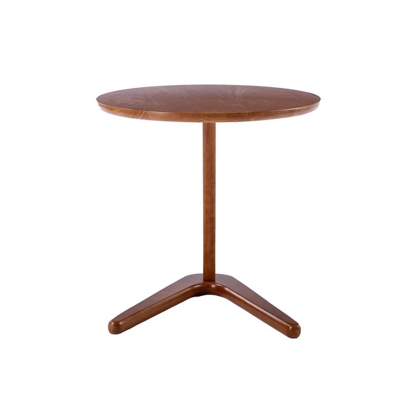 Side Table Round, Small Coffee Table Modern Solid Rubber Wood End Table for Living Room /Bedroom/ Office, V-Shaped Base