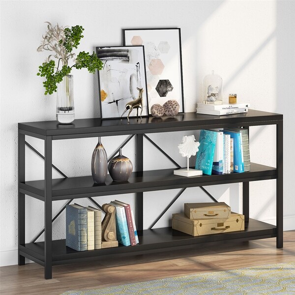 Sofa Table, 3 Tiers Console Table TV Stand with Storage Shelves