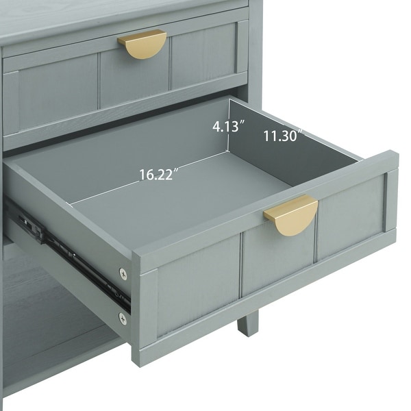 2-Drawer Side Table with Storage Shelf, Traditional End Table, Narrow Telephone Nightstand for Living Room, Bedroom