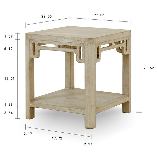 Artissance Peking Ming Arch Side Table Weathered White Wash, 24 Inch Tall