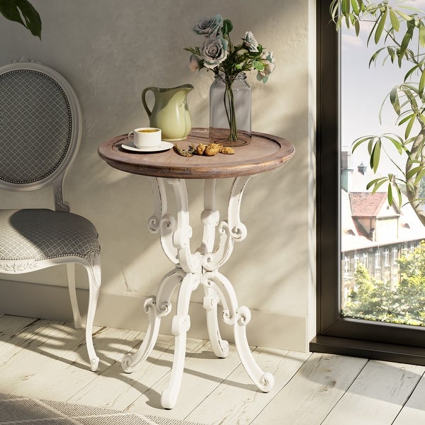COZAYH Rustic Farmhouse End Table, Natural Top Side Table for Family, Dinning or Living Room, Handcrafted Finish, Modern