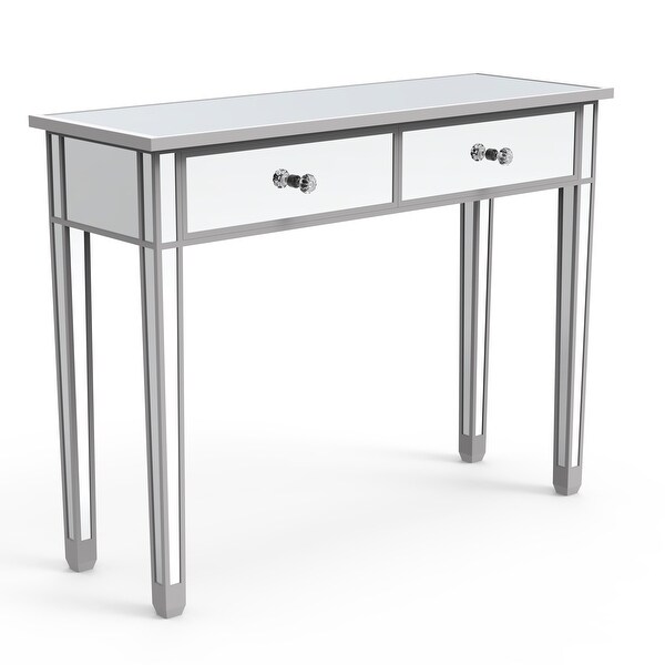 Mirrored Console Table Entry Table with 2 Drawers, Accent Sofa Table for Living Room