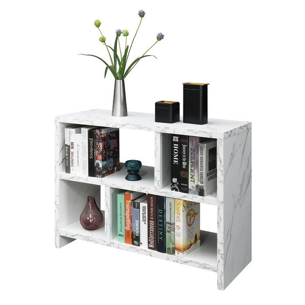 Northfield Console 3 Tier Bookcase, White Faux Marble