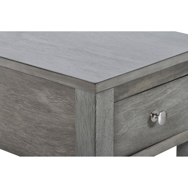 Nili 24 Inch Side End Table, Warm Gray Finish, Single Drawer and Shelf - 24 H x23.75 W x 12 L Inches